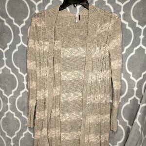 Free People Cardigan Womens Small Gray/PinkLong Sleeve Open Front Knit Oversized